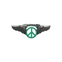 Peace Sign Wing Pin Green Small