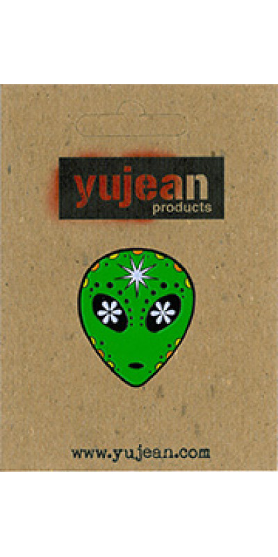 Day Of The Dead Alien Head Enamel Pin  1.25"