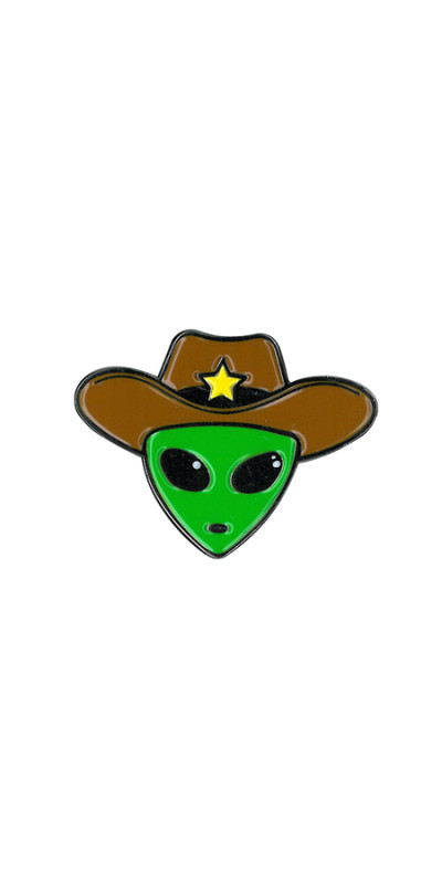 Alien Cowboy Enamel Pin  1.25"