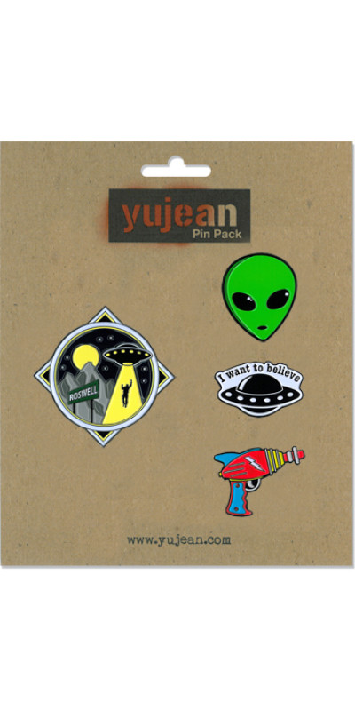 Alien Themed Enamel Pins - Four Piece Set
