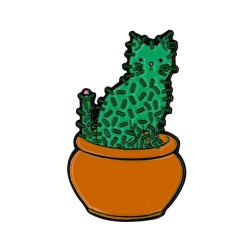 Cat Cactus Enamel Pin 1.25"