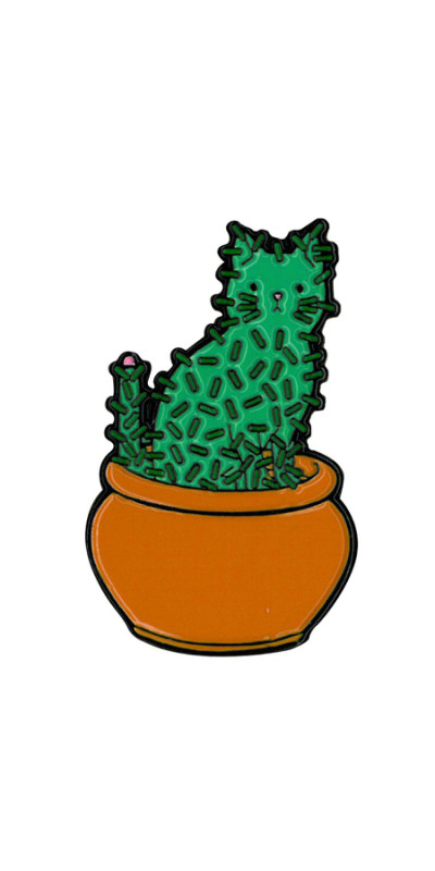 Cat Cactus Enamel Pin 1.25"