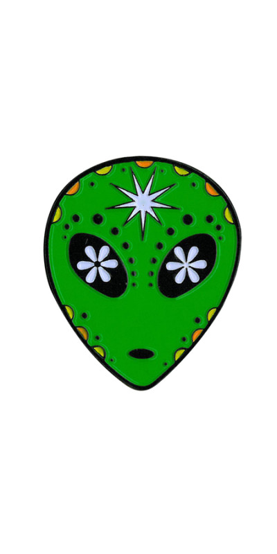 Day Of The Dead Alien Head Enamel Pin  1.25"