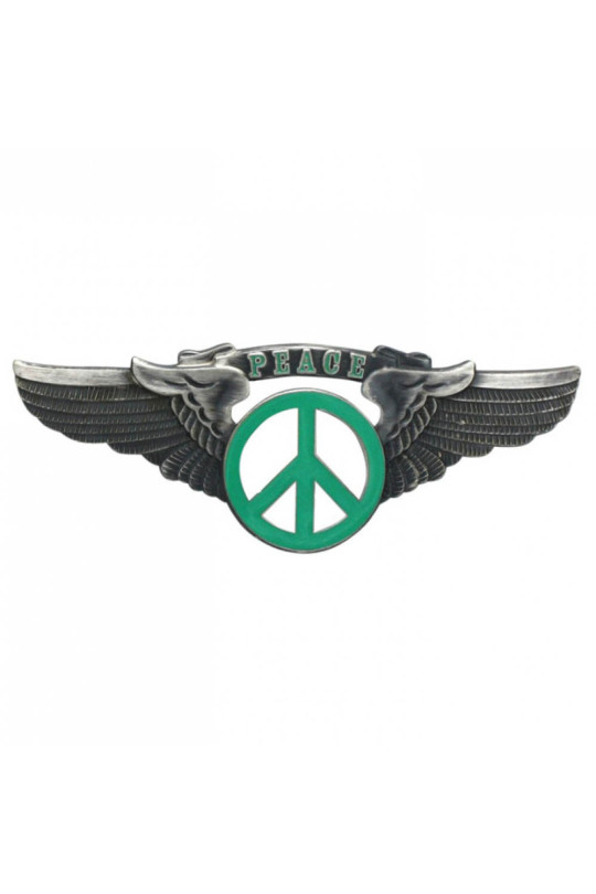Peace Sign Wing Pin Green Large