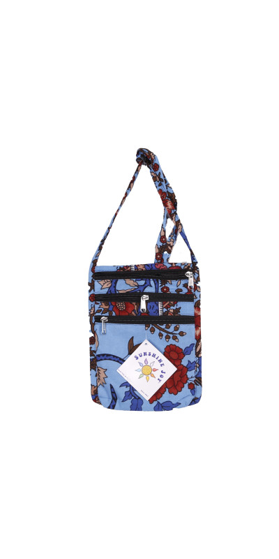 Blue Floral Passport Pouch Purse Bag