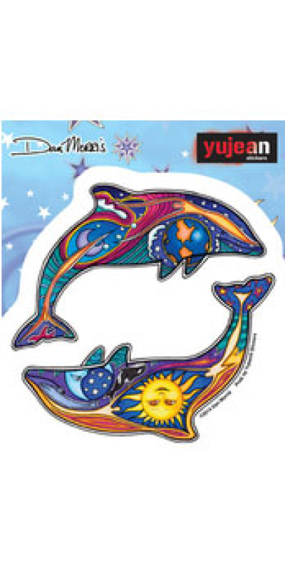 Dan Morris Night and Day Dolphins Sticker 4.5"