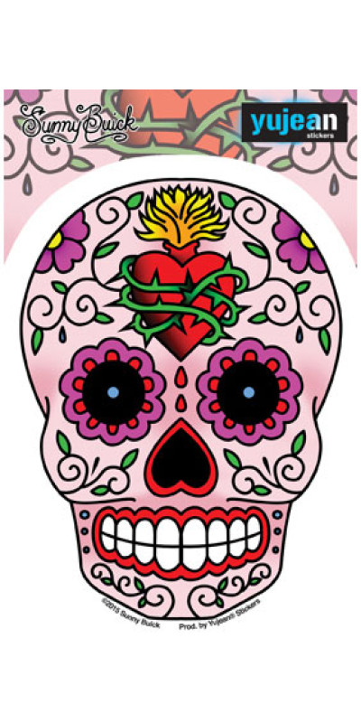 Sunny Buick Sacred Heart Sugar Skull Sticker 5"