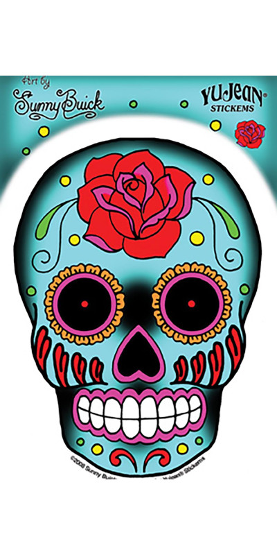 Sunny Buick Rose Sugar Skull Sticker 5"