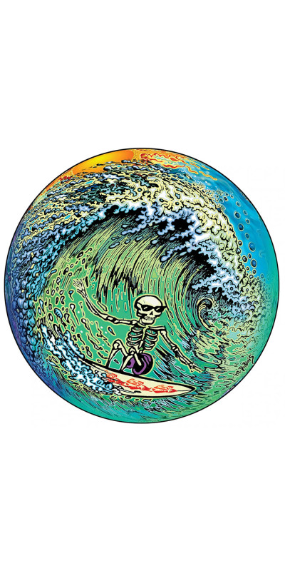 Skeleton Surfer Sticker 4"