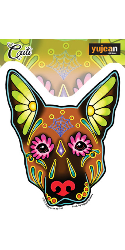 Cali German Shephard Day Of The Dead Sticker 5"