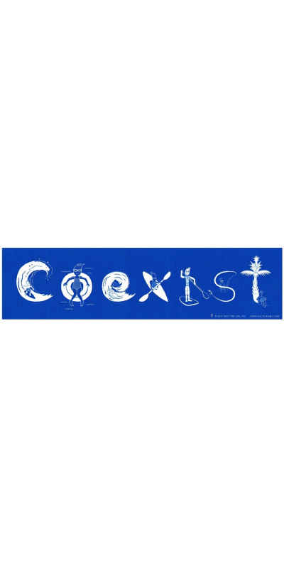 Zest For Life Coexist Beach Sports Large Bumper Sticker 11.5"