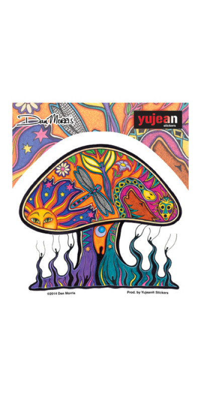 Dan Morris Dragonfly Mushroom Sticker 4"