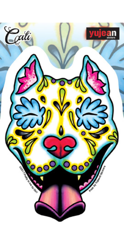 Cali Pit Bull Day Of The Dead Sticker 5.25"