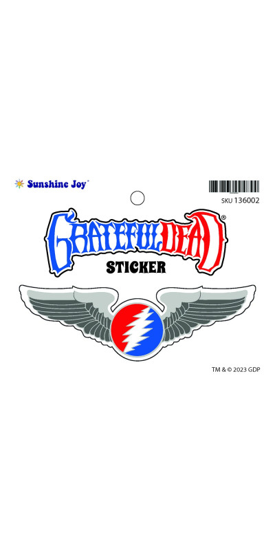 Grateful Dead Rockwings Sticker Circle Bolt 5"