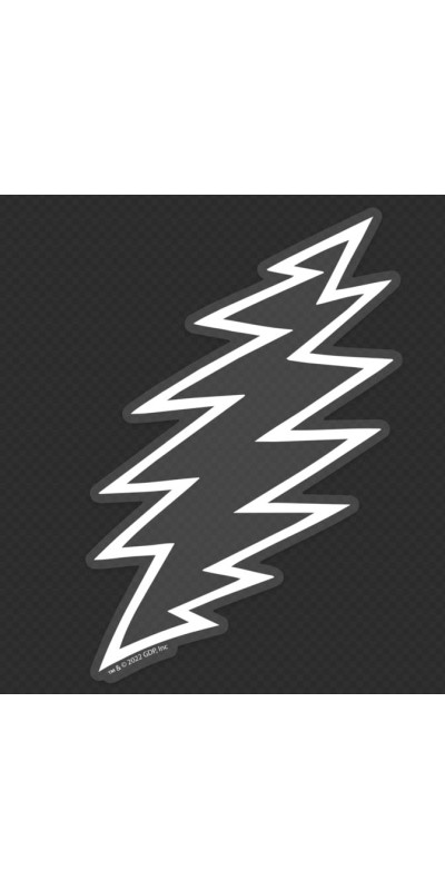 Grateful Dead White Lightning Bolt Clear Vinyl Sticker 5"