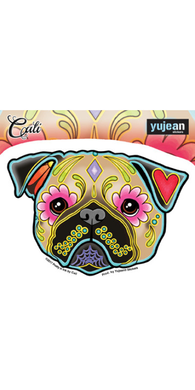 Cali Pug Day Of The Dead Sticker 5"