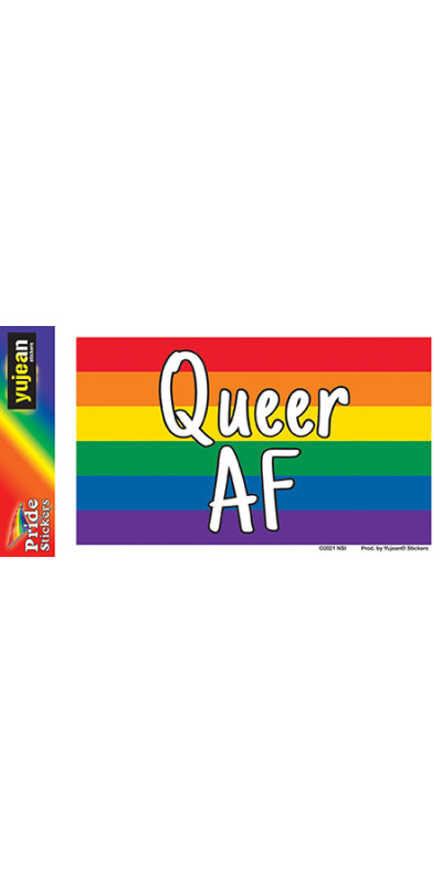 Queer AF Rainbow Sticker 5.25"