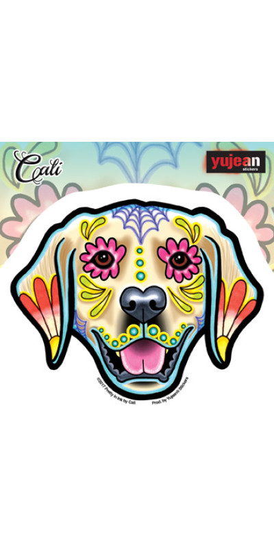 Cali Golden Retriever Day Of The Dead Sticker  4.9"