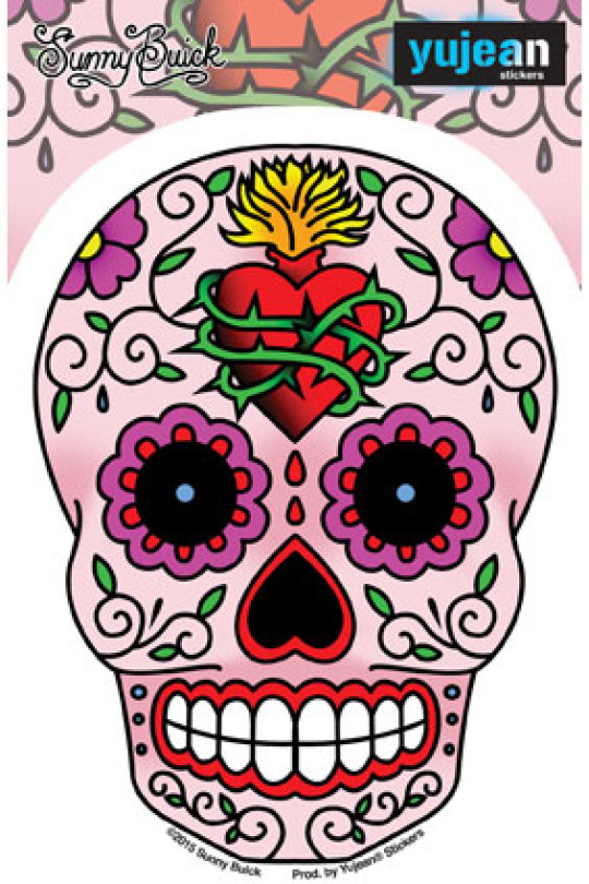 Sunny Buick Sacred Heart Sugar Skull Sticker 5"
