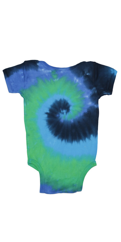 Blue Green Spiral Tie Dye Baby Romper