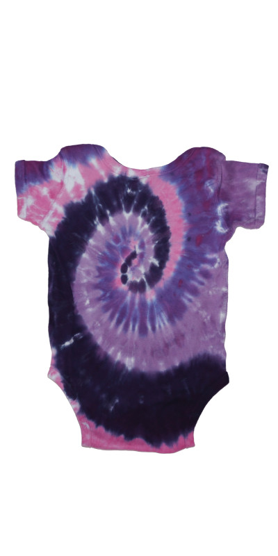Purple Pink Spiral Tie Dye Baby Romper