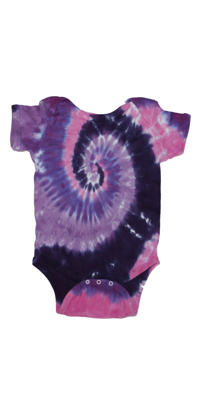 Purple Pink Spiral Tie Dye Baby Romper