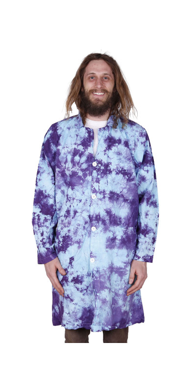 Tie Dyed Lab Coat Blue Crackle