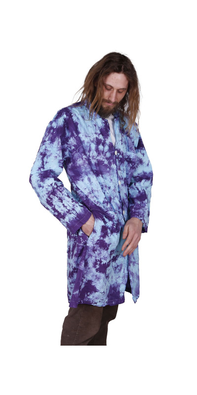 Tie Dyed Lab Coat Blue Crackle