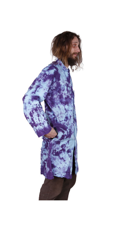 Tie Dyed Lab Coat Blue Crackle