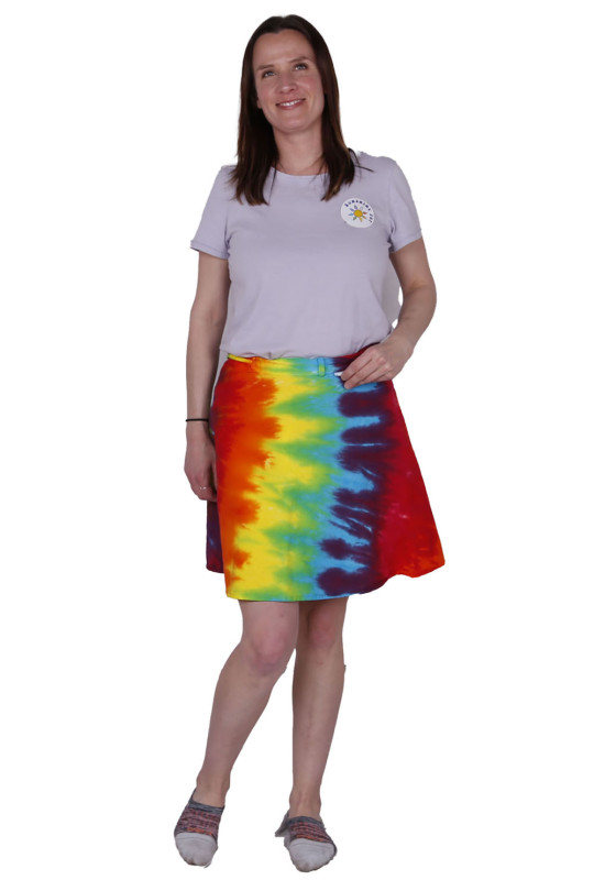 Tie Dyed Short Wrap Skirt Rainbow Spiral