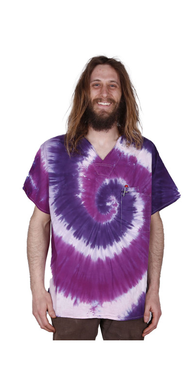Tie Dyed Scrubs Purple/Pink Spiral