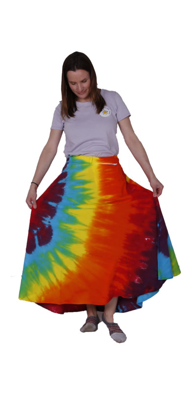 Tie Dyed Wrap Skirt Rainbow Spiral