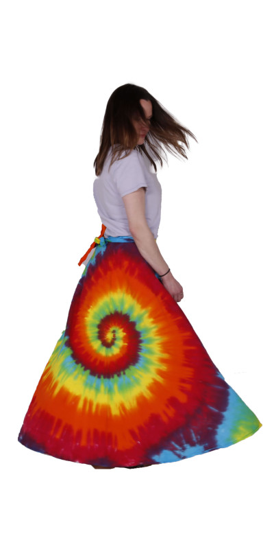 Tie Dyed Wrap Skirt Rainbow Spiral