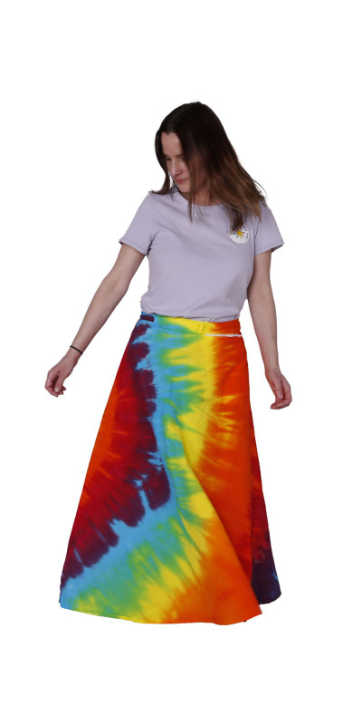 Tie Dyed Wrap Skirt Rainbow Spiral