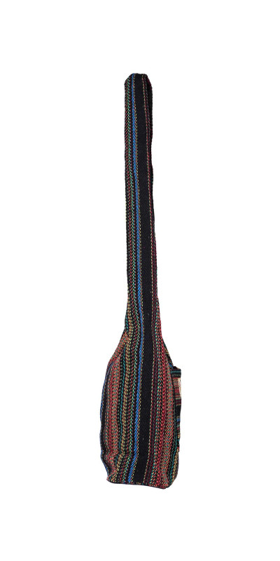 Stripe Weave Zip Top Shoulder Bag Black Multicolor **Sale**