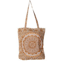Mandala Zip Top Tote Bag Sepia/Gold