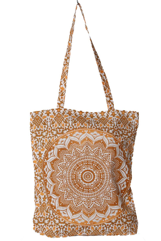 Mandala Zip Top Tote Bag Sepia/Gold