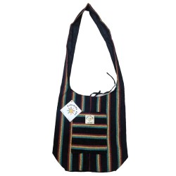 Stripe Weave Zip Top Shoulder Bag Rasta 