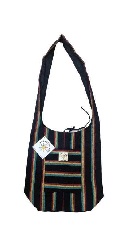Stripe Weave Zip Top Shoulder Bag Rasta