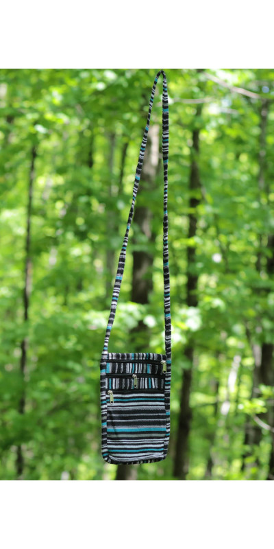 Passport Pouch Purse Bag - Blue/Grey/Black