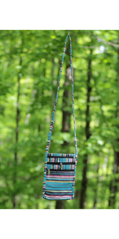 Passport Pouch Purse Bag - Turquoise/Purple