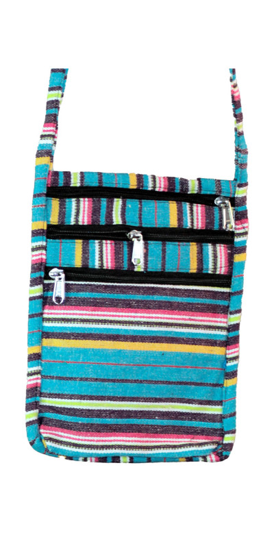 Passport Pouch Purse Bag - Turquoise/Purple