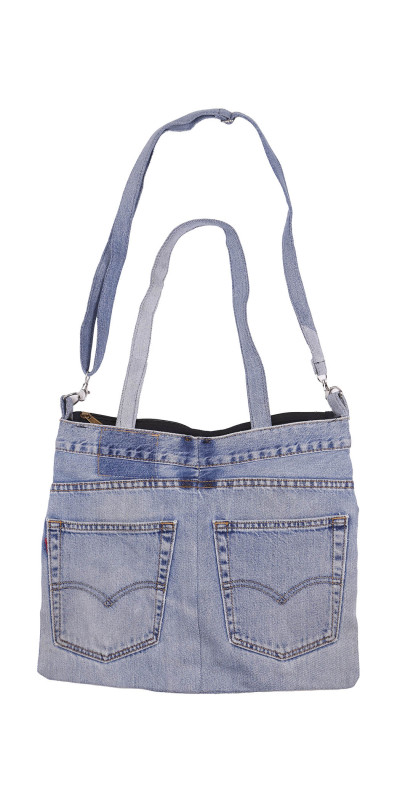 Denim Jean Shoulder Handbags Butt Bags Made from Upcycled Jean Pants
