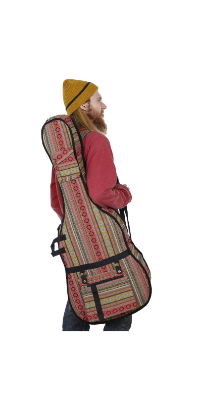 Woven Guitar Case Padded Gig Bag - Rust & Green