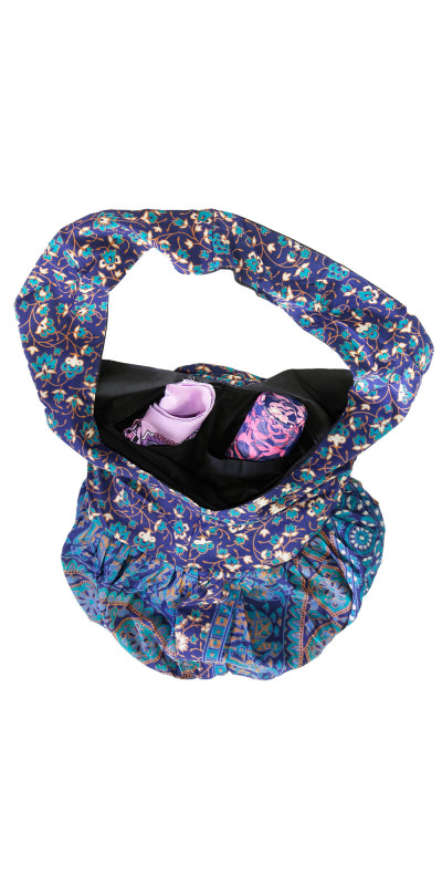 Zip Top Hobo Shoulder Bag - Blue & Teal