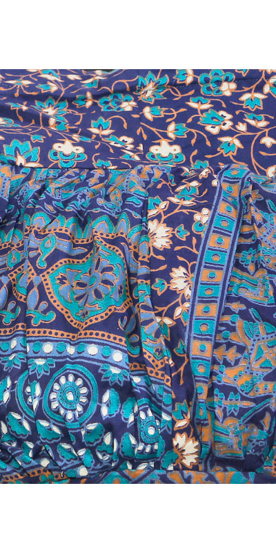 Zip Top Hobo Shoulder Bag - Blue & Teal