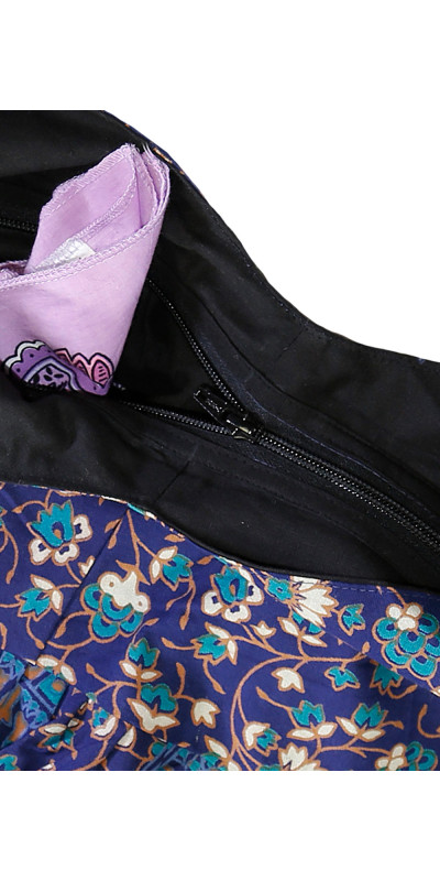 Zip Top Hobo Shoulder Bag - Blue & Teal