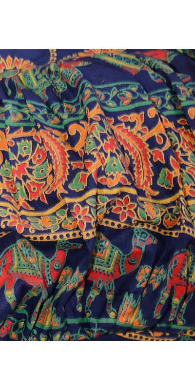 Zip Top Hobo Shoulder Bag - Navy & Orange