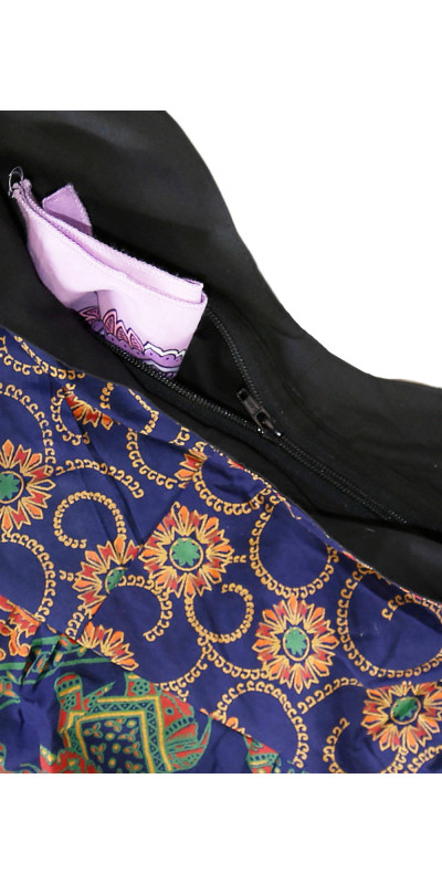 Zip Top Hobo Shoulder Bag - Navy & Orange