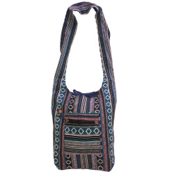 Woven Zip Top Hobo Shoulder Bag Blue/Black